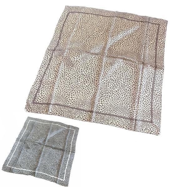 大判シルクスカーフ 定番アニマル柄 ヒョウ柄スカーフ スクエアライン　 約80cm正方形