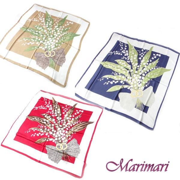 訳あり 大判シルクスカーフ 儚げなすずらんデザイン 額に入れて飾れるデザイン 約80cm正方形