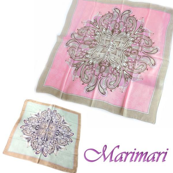 地紋入り 大判シルクスカーフ 色白美人さんに ミントグリーンorピンク　ペイズリー柄  約80cm正...