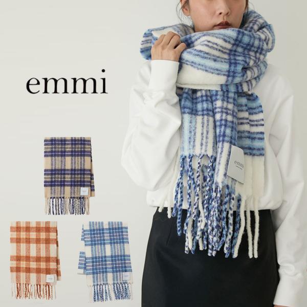 emmi（エミ）オリジナルチェックマフラー 13wgg255316 チェック柄 大判 ボリュームマフ...