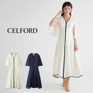 CELFORD タイルレースパイピングワンピース cwfo241303 レディース ドレス フォーマル 卒業式 入学式コーデ 結婚式 二次会