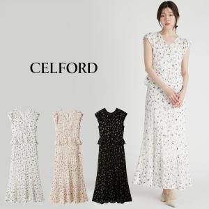セルフォード ピグメントフラワーワンピース cwfo254082 レディース ドレス 花柄 ロングワンピース レース バルーンスリーブ CELFORD
