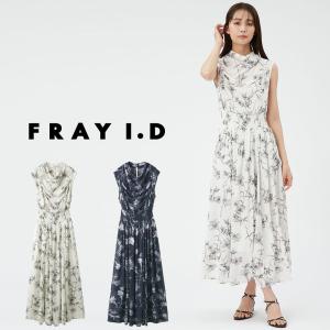 FRAY I.D クリーンフラワーシャーリングワンピース fwfo242050 レディース ドレス ロング丈 ノースリーブ 花柄 フェミニティ フレア｜selectshopmu