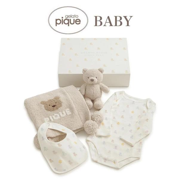 ジェラートピケ ベビー BABY ベアブランケット&amp;ぬいぐるみ&amp;ボディースーツ&amp;スタイ4点セット ギ...