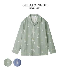 SALE40%OFF GELATO PIQUE HOMME スリープベア柄シャツ phft234981 ジェラピケ パジャマ ルームウェアー メンズ 部屋着 トップス くま USAコットン｜selectshopmu