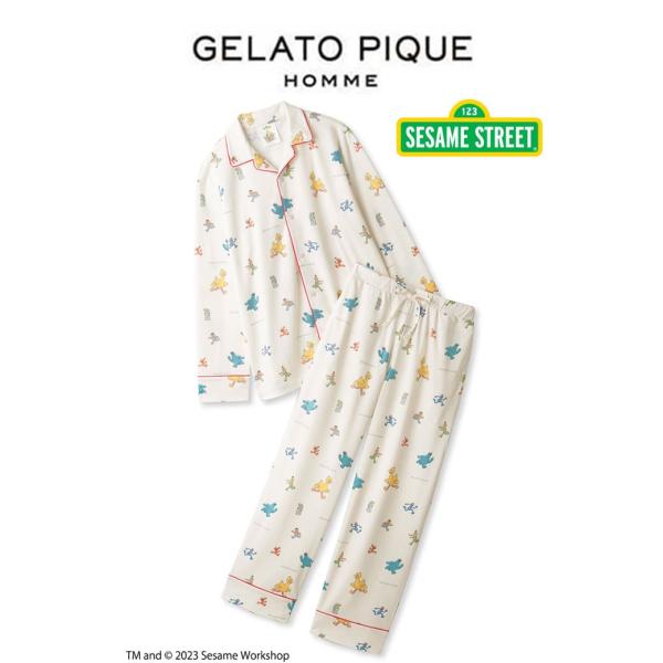 GELATO PIQUE HOMME SESAME STREET 総柄シャツ&amp;ロングパンツセット p...