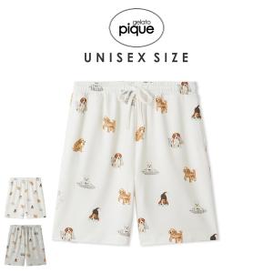 ジェラートピケ プレイフルDOG柄ハーフパンツ ...の商品画像