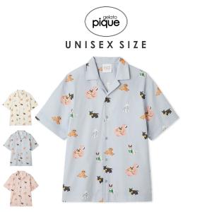 SALE40%OFF ジェラートピケ UNISEX SUMMER DOG総柄シャツ puft252292 ジェラピケ ルームウェア ユニセックス メンズ レディース gelato pique