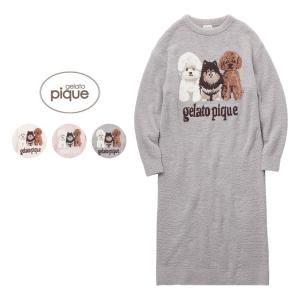 gelato pique ルームウェア パウダーDOG3柄ジャガードワンピース