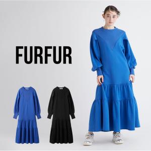 FURFUR  ガゼットデザインスウェットワンピース rwco241111 レディース ドレス ロング丈 カジュアル フェミニン パフスリーブ ラフ｜selectshopmu