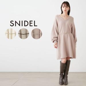 SALE50%OFF SNIDEL ファーライクベルテッドミニワンピース swno235008 レディース ドレス 膝上丈 シンプル Vネック ベルト付き ふんわり｜selectshopmu