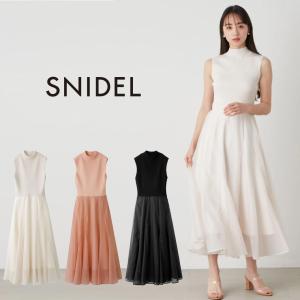 SNIDEL Sustainableニットドッキングワンピース swno242036 レディース ドレス ロング丈 ノースリーブ シアー サマーワンピ 女子会 デート｜selectshopmu