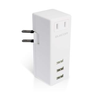 エレコム USBタップ/USBメス×3/AC×1/横挿し/2.1A/ホワイト｜セレクトショップSakura