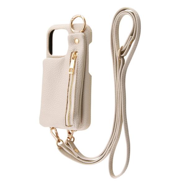 iPhone15 Pro ケース オープンレザー ショルダーストラップ ポーチ付き m1n1 ブラッ...