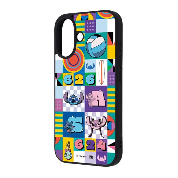 iPhone16 ケース ハイブリッド ディズニー 衝撃吸収 バンパー スティッチとエンジェル_総柄...