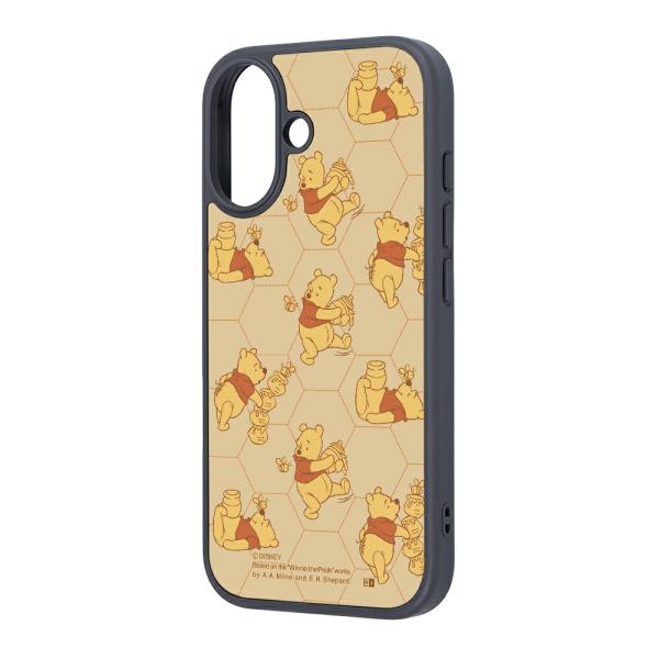 iPhone17 ケース ハイブリッド ディズニー 衝撃吸収 バンパー プーさんとはちみつ_総柄 カ...