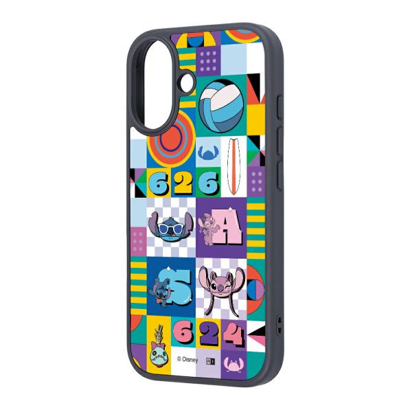 iPhone17 ケース ハイブリッド ディズニー 衝撃吸収 バンパー スティッチとエンジェル_総柄...