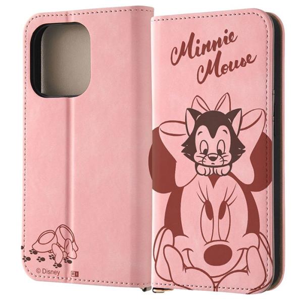 iPhone15 Pro ケース 手帳型 ディズニー レザー Raffine ミニーマウスとフィガロ...