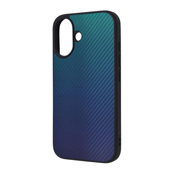iPhone16 ケース ハイブリッド maru 耐衝撃 バンパー カーボン調 ブルー カバー アイ...