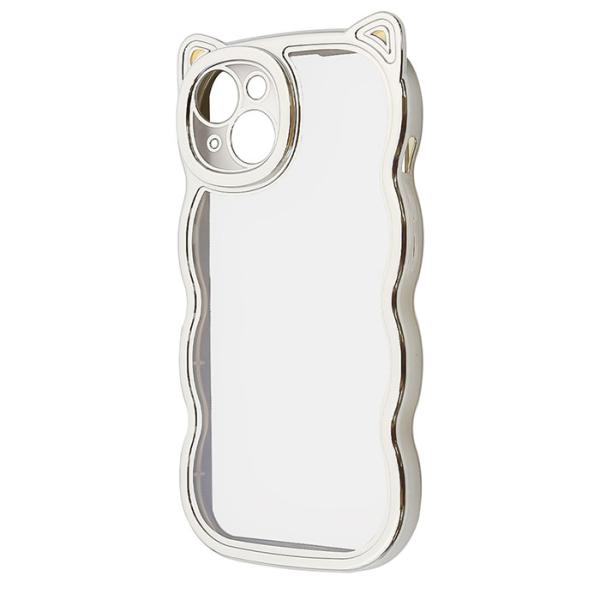 iPhone15 ケース ソフトケース 耐衝撃 バンパー カメラ保護 猫耳 うねうね メタリック T...