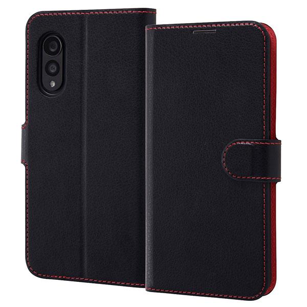 arrows N F-51C ケース 手帳型 耐衝撃 レザー シンプル マグネット ブラック レッド...