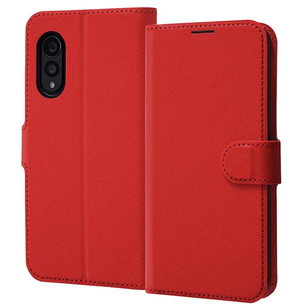 arrows N F-51C ケース 手帳型 耐衝撃 レザー シンプル マグネット レッド カバー ...