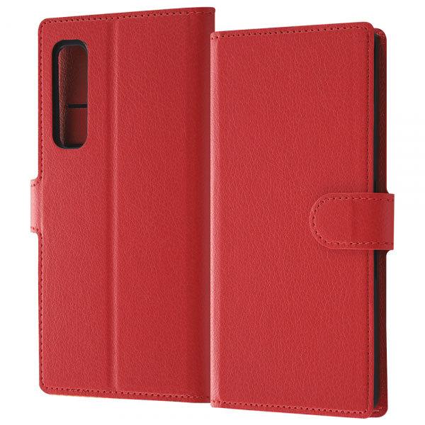 arrows NX9 F-52A ケース 手帳型 耐衝撃 シンプル マグネット レッド カバー アロ...