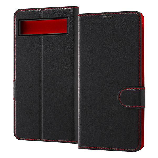 Google Pixel 6a ケース 手帳型 シンプル マグネット ブラック レッド カバー Go...