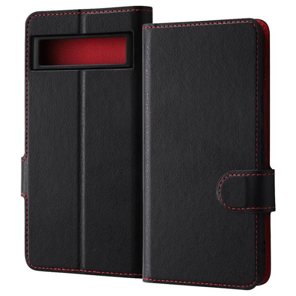 Google Pixel 7a ケース 手帳型 耐衝撃 レザー シンプル マグネット ブラック レッ...