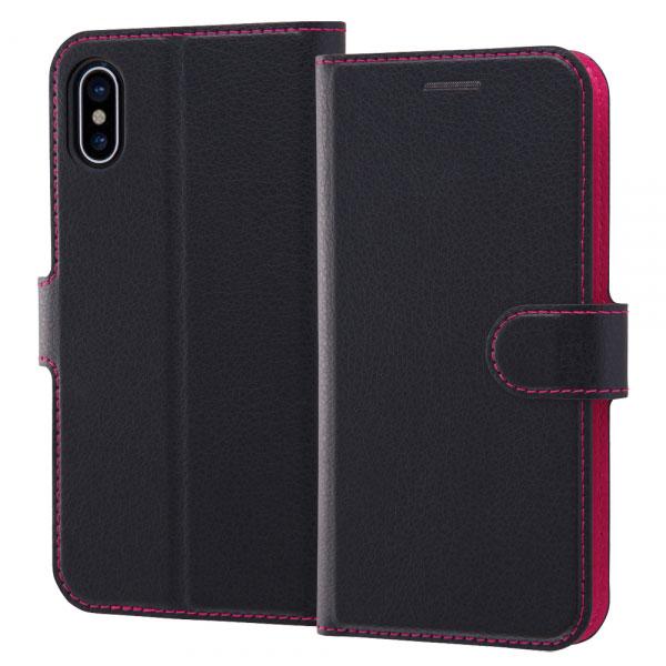 iPhoneXS iPhoneX ケース 手帳型 ブラック レッド アイフォン テンエス テン カバ...