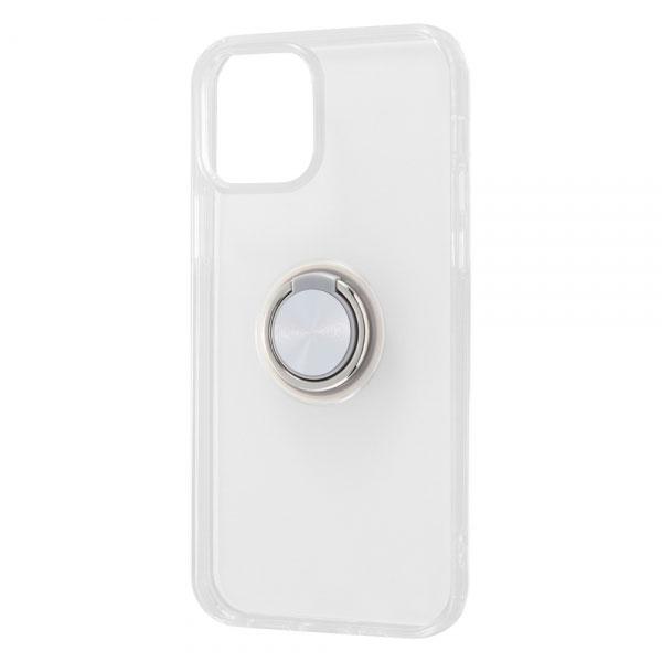 iPhone12 iPhone12 Pro ケース ソフトケース TPU リング付 シルバー カバー...