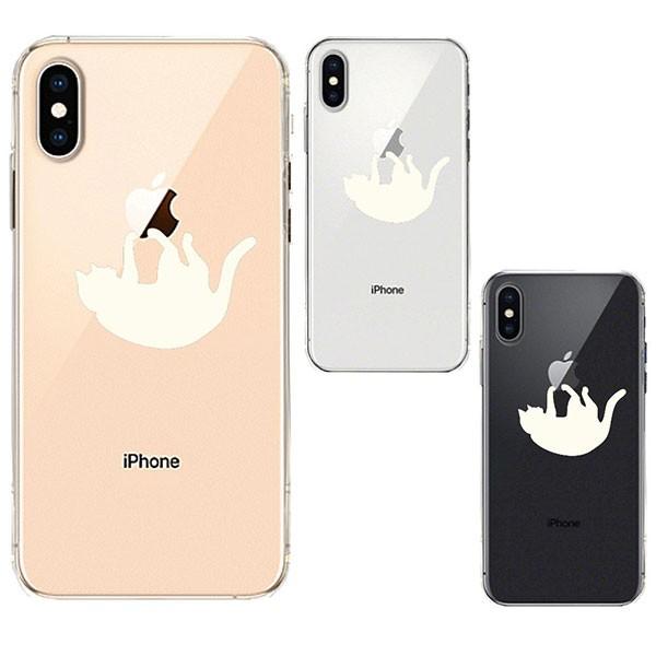 iPhoneXS iPhoneX ケース ソフトケース クリア ワイヤレス充電対応 ぶらさがりネコ ...