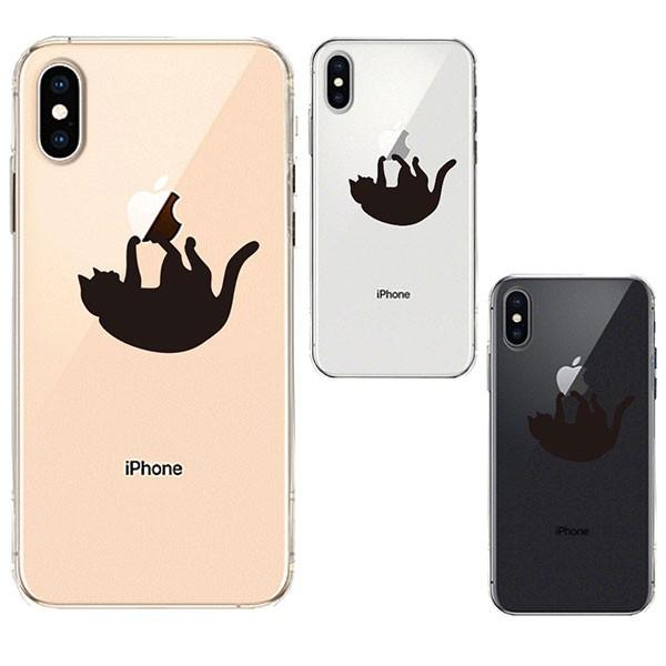iPhoneXS iPhoneX ケース ソフトケース クリア ワイヤレス充電対応 ぶらさがりネコ ...