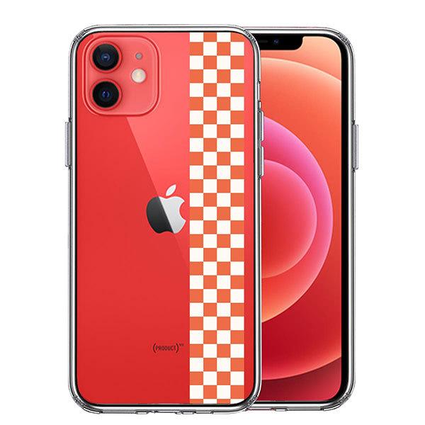 iPhone12mini ケース ハードケース ハイブリッド クリア 和柄 帯 市松 茶 極薄黄 カ...