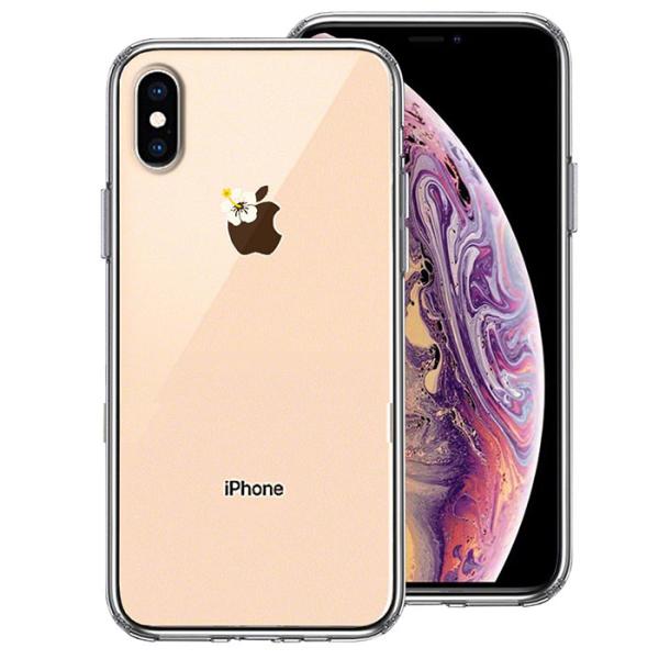 iPhone XS X ケース ハードケース ハイブリッド クリア りんご に ハイビスカス カバー...