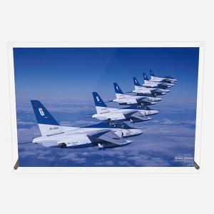 アクリル プレート 写真 航空自衛隊 ブルーインパルス T-4 編隊飛行 デザイン スタンド 壁掛け 両用