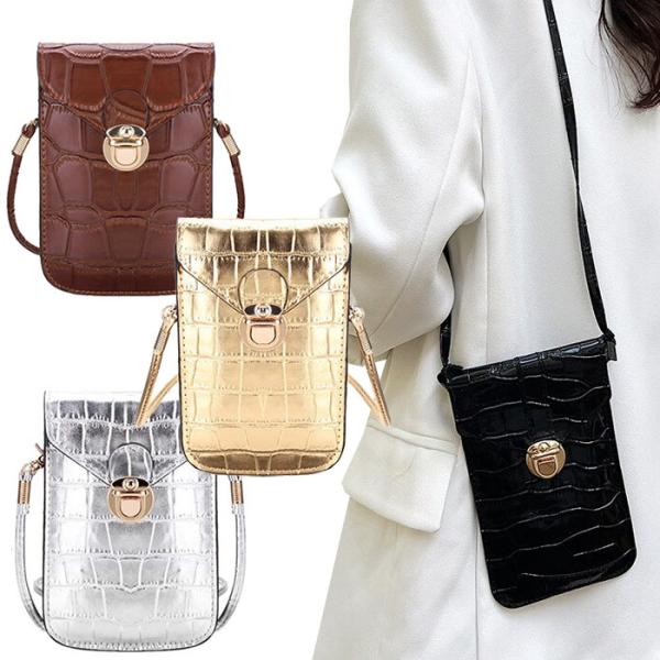 スマホショルダー クロコダイルデザイン スマホポシェット スマホポーチ キルティング スマホバッグ ...