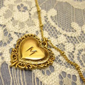 ノースコーナー【northcorner】PRINCESS HEART INITIAL PENDANT 「M」 プリンセスハートイニシャルペンダント ゴールドハートイニシャルネックレス｜selectshopvacation