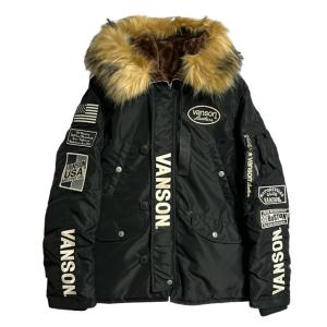 VANSON スケルトン フェイクファー ジャケット パーカー 骨柄 黒 VANSON（バンソン） スケルトン ボーン ファー ジップ パーカー 骨