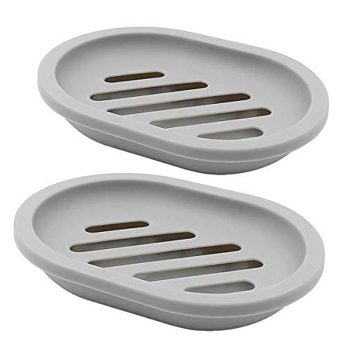 (Gray) - Topsky 2-pack Soap Dish with Drain  Soap ...