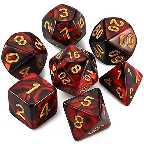 QMAY DND ダイスセット D&amp;D 多面体ダイス (7個) ダンジョンズ&amp;ドラゴンズ用 (レッド...