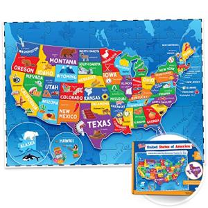子供用アメリカパズル - 70ピース - 米国地図パズル 50州 - 子供のジグソーパズル地理パズル 4~8歳 5歳 6歳 7歳 8歳  並行輸入｜selectshopwakagiya
