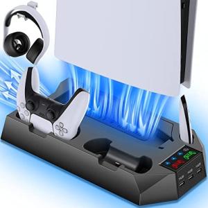 PS5 CYKOARMOR PS5スタンド 冷却ステーションとデュアルコントローラー充電ステーション付き PS5デジタルエディション