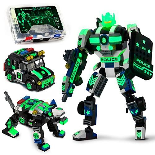 JitteryGit のスーパーヒーロー警察ロボット組み立ておもちゃ 男の子向けの壮大な誕生日 ST...