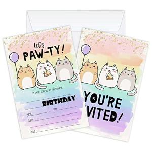 WUAWN 20 子猫 誕生日招待状 封筒付き かわいい猫 - 男の子&女の子、ティーン、子供、誕生日お祝い用品 - A014 並行輸入｜selectshopwakagiya