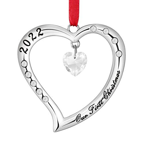 Venhoo Our First Christmas Ornament 2022  Silver H...