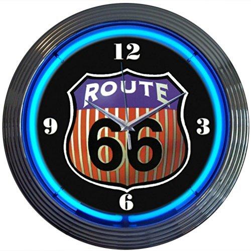 ROUTE66 レトロ ネオンクロック壁掛時計 ルート66