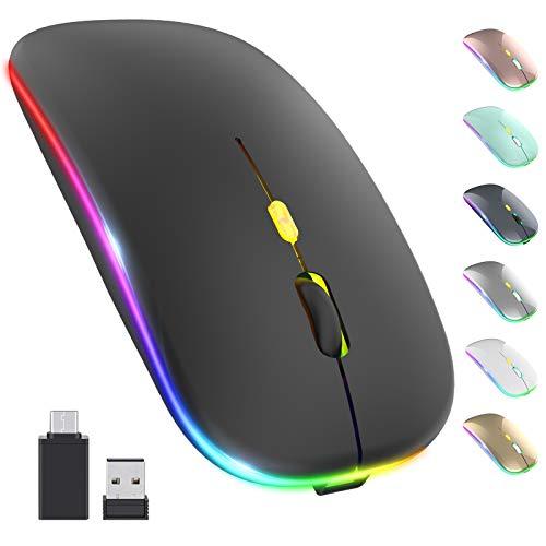 【アップグレード品】 LED ワイヤレスマウス スリム サイレント マウス 2.4GHz 携帯用 モ...