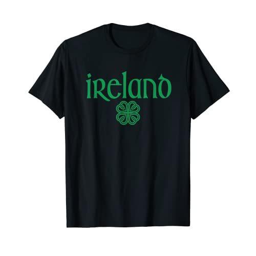 アイルランドクローバーハーツアイリッシュスタイルテキストグリーンプリントTシャツ 並行輸入