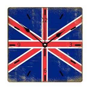 木製の壁の時計イギリスの旗大きな数字スクエアウォールクロックレトロなスタイリッシュなスタイルの木時計壁ぶら下がっている農家のバスルームの 並行輸入｜selectshopwakagiya